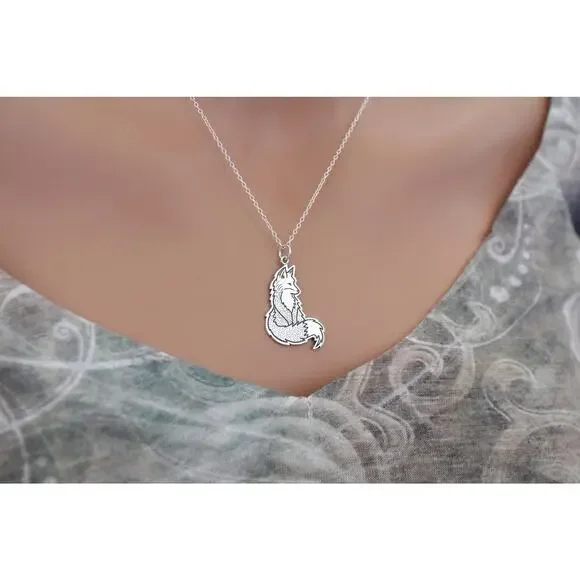 Sterling Silver Fox Charm Necklace, Silver Fox Charm Necklace - Picture 2 of 5